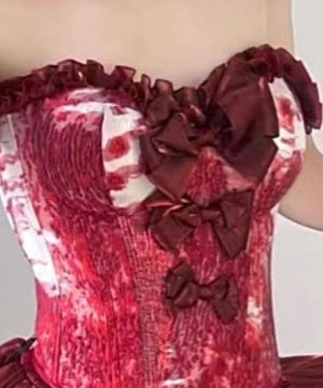 Crimson Enchantress Ruffle Corset Mini Dress Set - Your Daring Halloween & Holiday Party Look