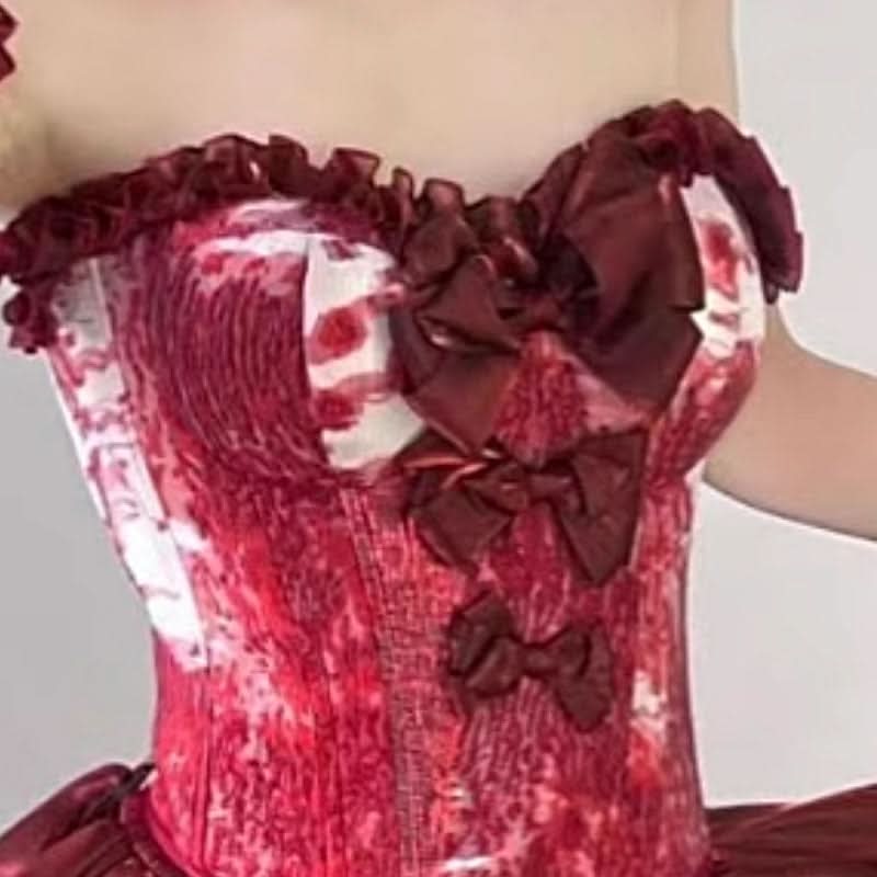 Crimson Enchantress Ruffle Corset Mini Dress Set - Your Daring Halloween & Holiday Party Look