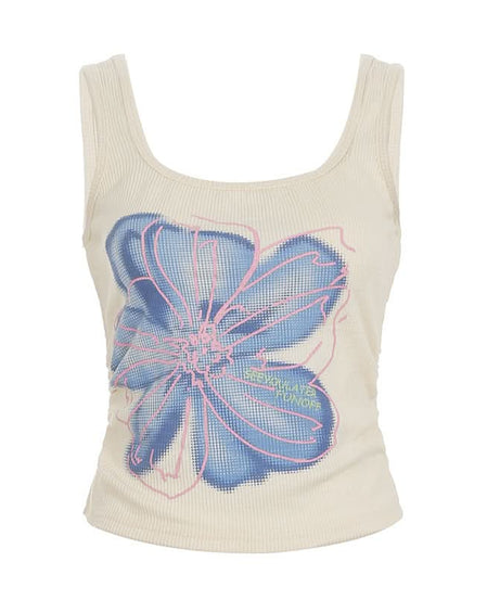 Retro Bloom Ribbed Tank Top - Cozy Chic Fall Layering Essential