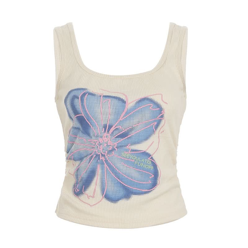 Retro Bloom Ribbed Tank Top - Cozy Chic Fall Layering Essential