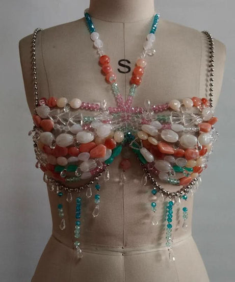 Mermaid Oasis Beaded Halter Top - Luxe Resort, Festival & NYE Glam
