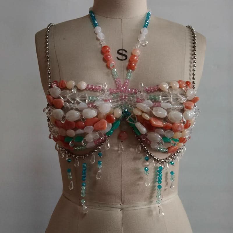 Mermaid Oasis Beaded Halter Top - Luxe Resort, Festival & NYE Glam