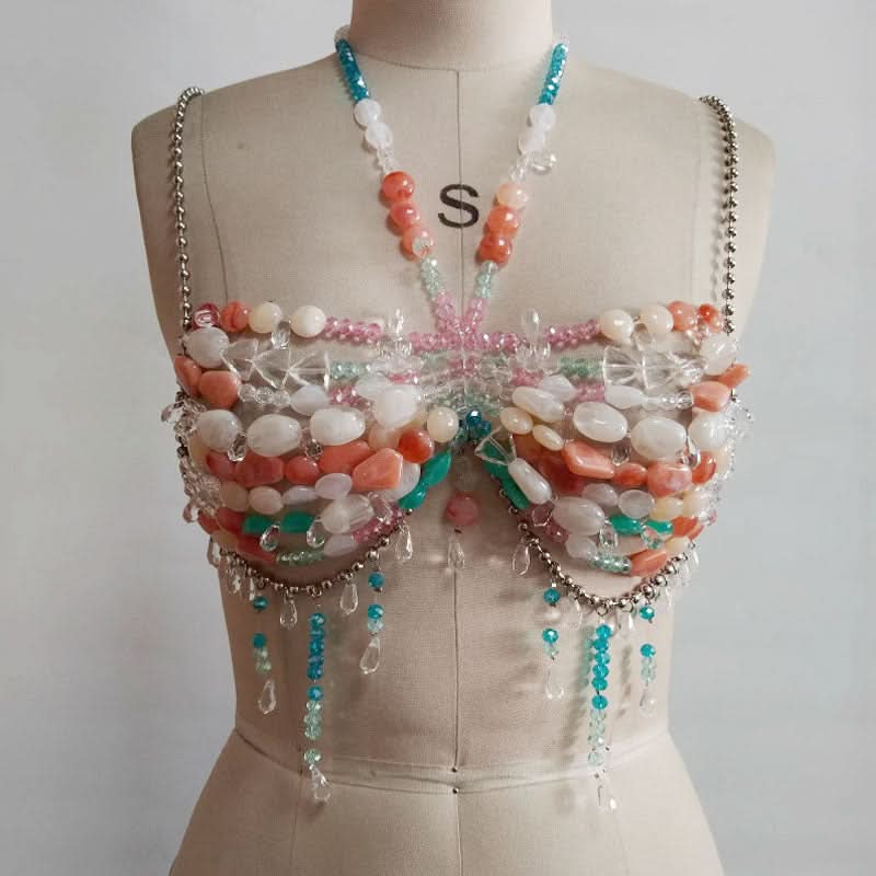 Mermaid Oasis Beaded Halter Top - Luxe Resort, Festival & NYE Glam