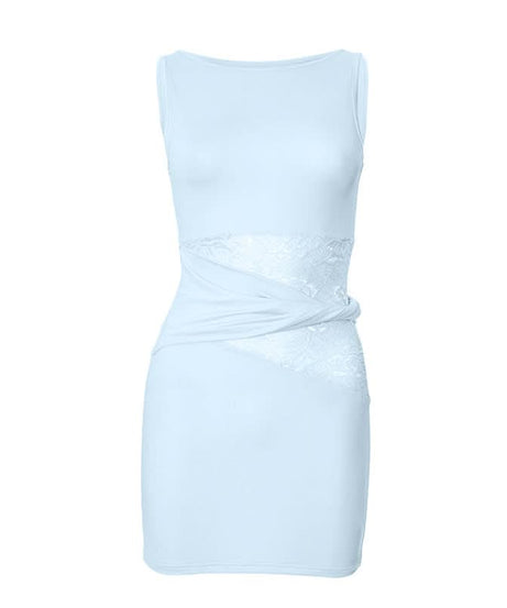 Autumn Elegance: Luxe Lace Patchwork Bodycon Mini Dress - Perfect for Fall Dates & Parties