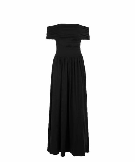 Effortless Fall Elegance: Ruched Off-Shoulder Maxi Dress - Rich Espresso