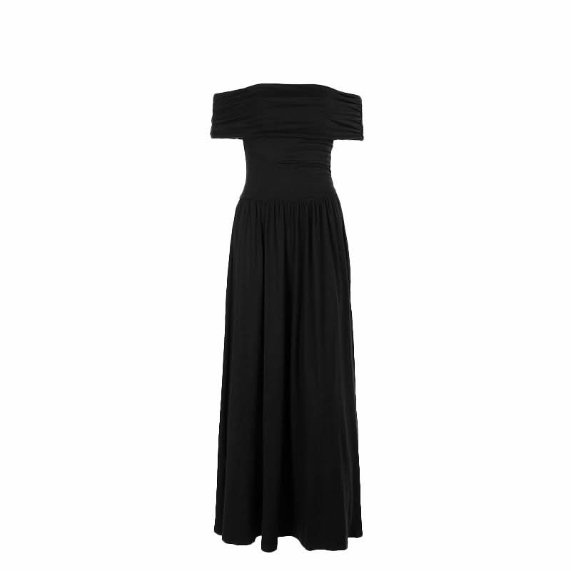 Effortless Fall Elegance: Ruched Off-Shoulder Maxi Dress - Rich Espresso