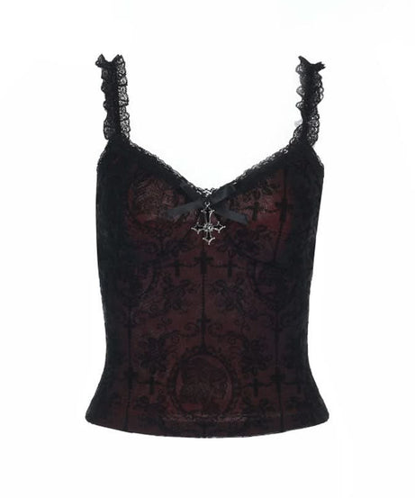 Haute Goth Velvet & Lace Corset Cami Top - Dark Romance Fall & Halloween Style