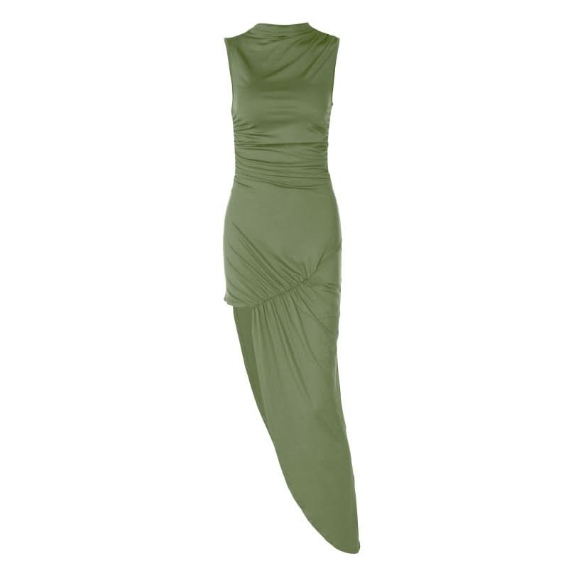 Sculpted & Chic: The Ruched High-Slit Mock Neck Midi Dress - Your Fall & Holiday Essential