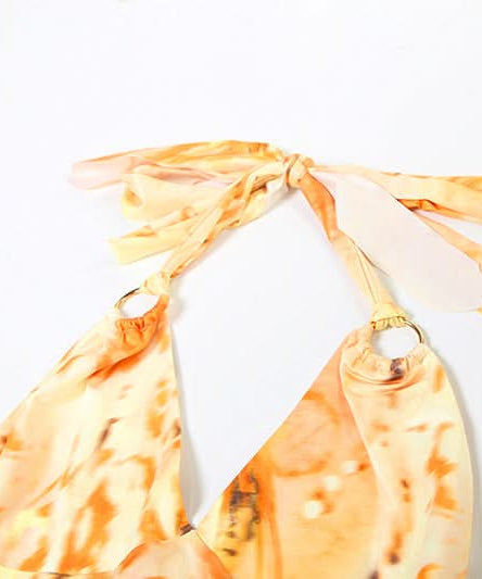 Sunset Dreams Halter Maxi Dress - Vibrant Orange Abstract Print for Fall & Resort Chic