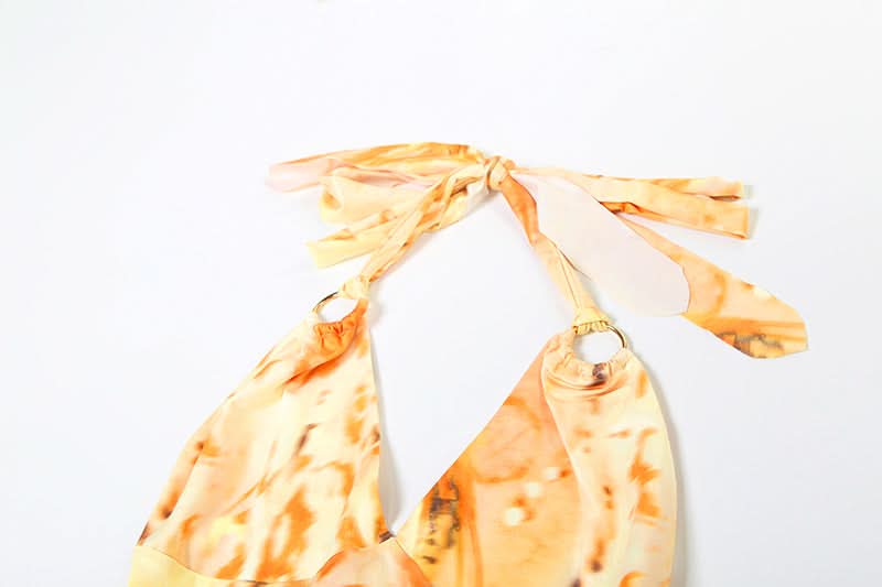 Sunset Dreams Halter Maxi Dress - Vibrant Orange Abstract Print for Fall & Resort Chic