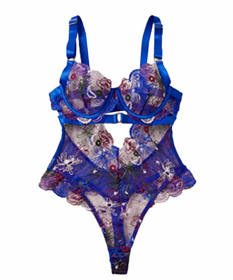 Vibrant Bloom Embroidered Mesh Bodysuit – Your Chic Fall & Holiday Statement Piece