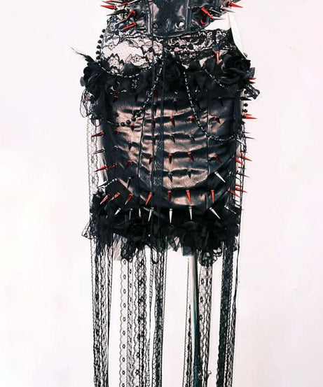 Fierce Gothic Spiked Halter Corset Top – Unleash Your Rebel Style for Halloween & Beyond