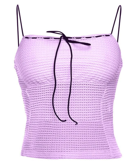 Chic White Knit Tie-Front Square Neck Cami Top | Versatile Layering & Resort Style