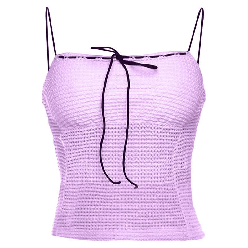 Chic White Knit Tie-Front Square Neck Cami Top | Versatile Layering & Resort Style