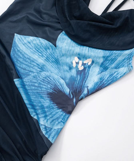 Glamorous Halter Cowl Neck Floral Ruched Mini Dress | Fall & Holiday Party Perfect