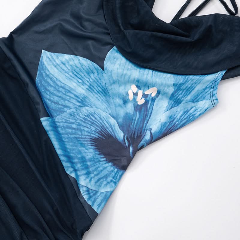 Glamorous Halter Cowl Neck Floral Ruched Mini Dress | Fall & Holiday Party Perfect