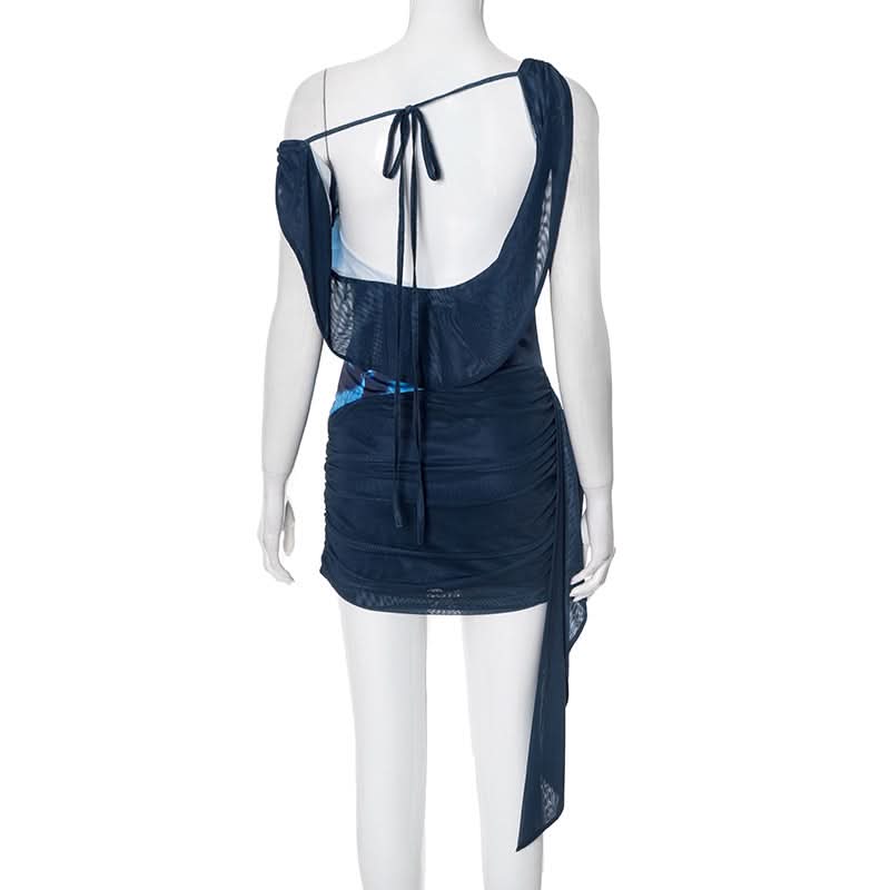 Glamorous Halter Cowl Neck Floral Ruched Mini Dress | Fall & Holiday Party Perfect