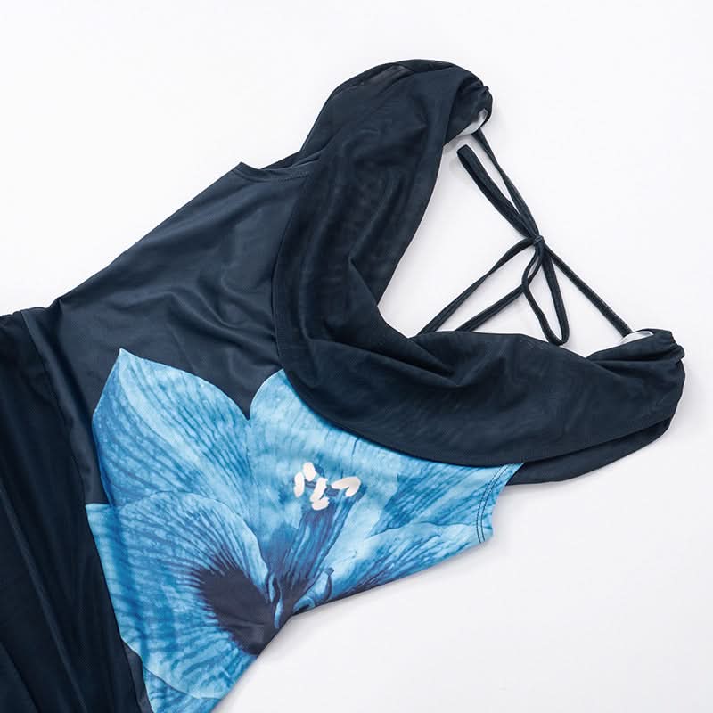 Glamorous Halter Cowl Neck Floral Ruched Mini Dress | Fall & Holiday Party Perfect