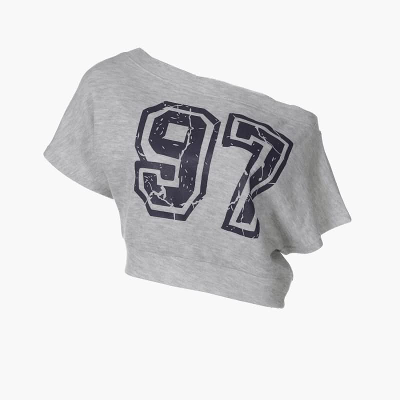 Cozy Fall '97' Distressed Off-Shoulder Crop Sweatshirt - Athleisure Chic for Women