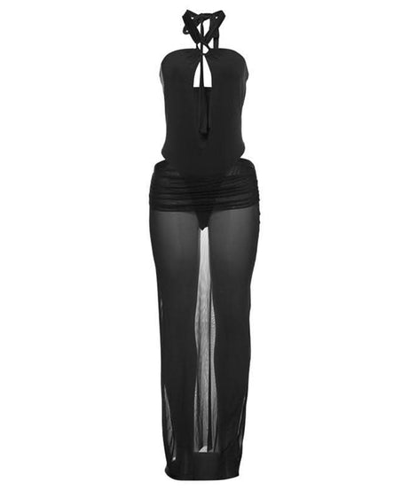 Chic Sheer Halter Maxi Skirt Set - Effortless Tropical Getaway & Resort Wear