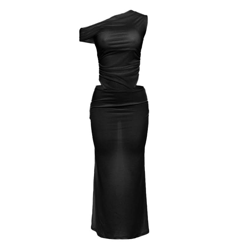 Elegant White One-Shoulder Cutout Maxi Dress - Chic for Fall Galas & Winter Getaways