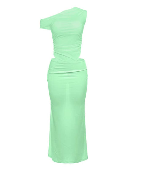 Elegant White One-Shoulder Cutout Maxi Dress - Chic for Fall Galas & Winter Getaways