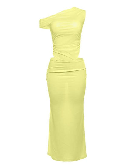 Elegant White One-Shoulder Cutout Maxi Dress - Chic for Fall Galas & Winter Getaways