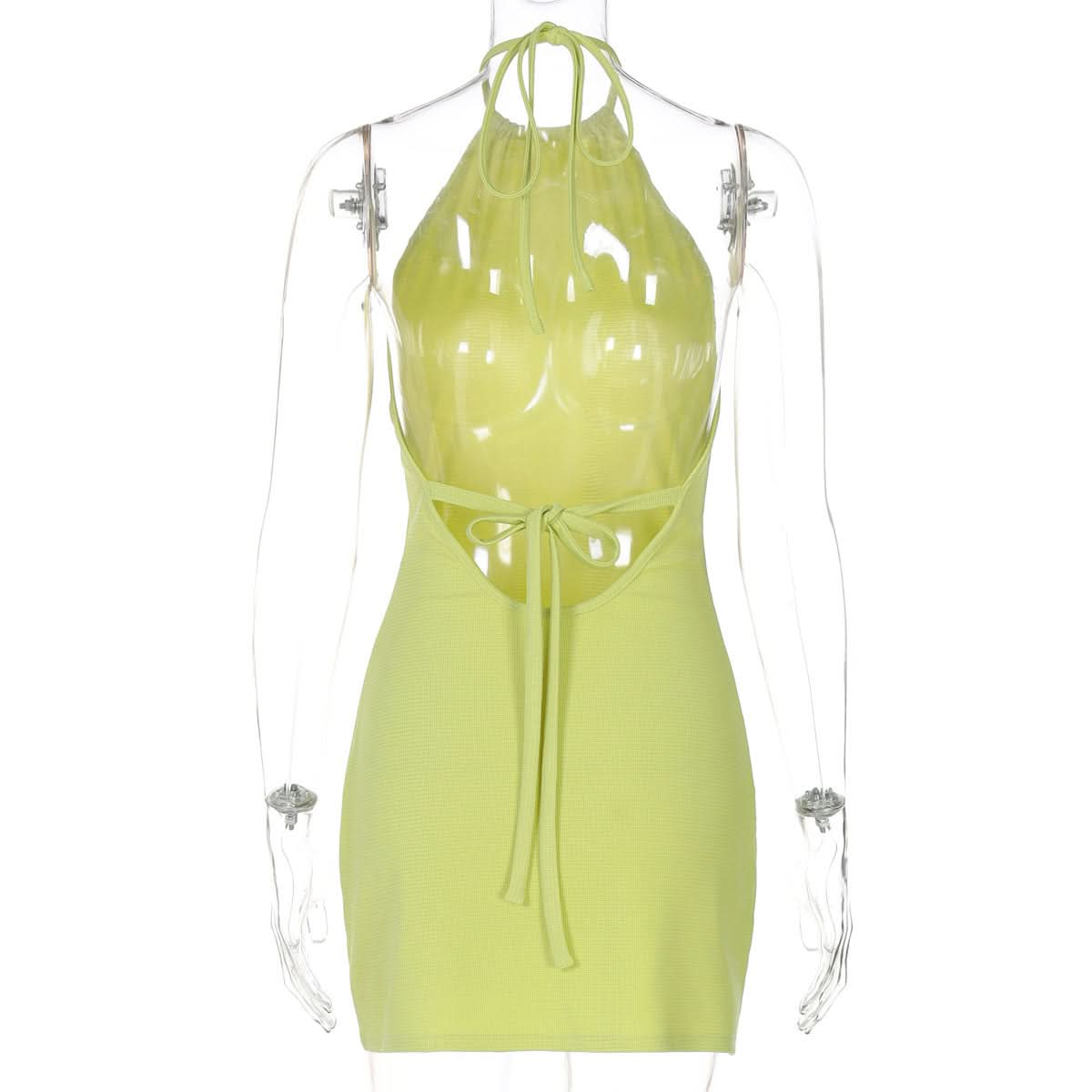 Electric Lime Halter Bodycon Mini Dress - Your Showstopping Look for Fall Parties & Nights Out