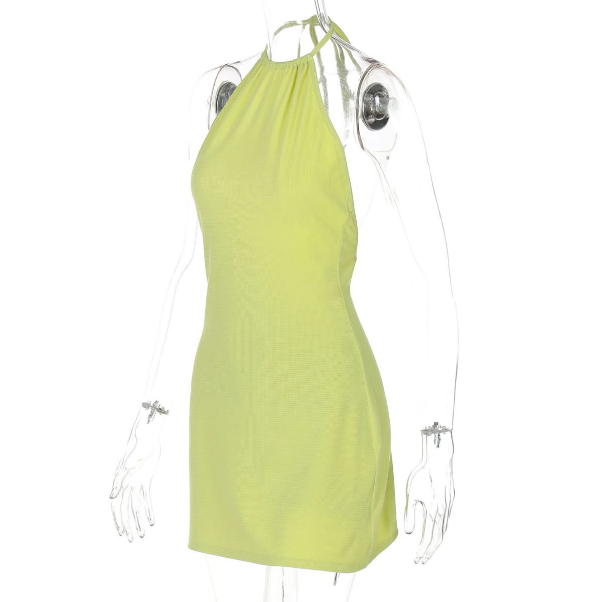Electric Lime Halter Bodycon Mini Dress - Your Showstopping Look for Fall Parties & Nights Out
