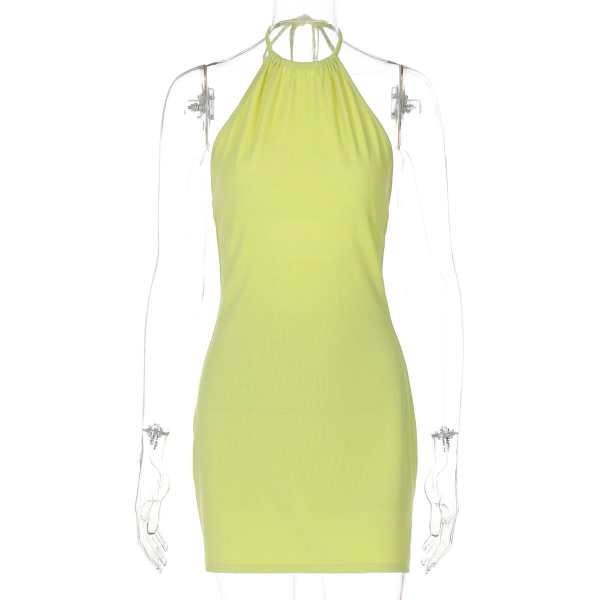 Electric Lime Halter Bodycon Mini Dress - Your Showstopping Look for Fall Parties & Nights Out