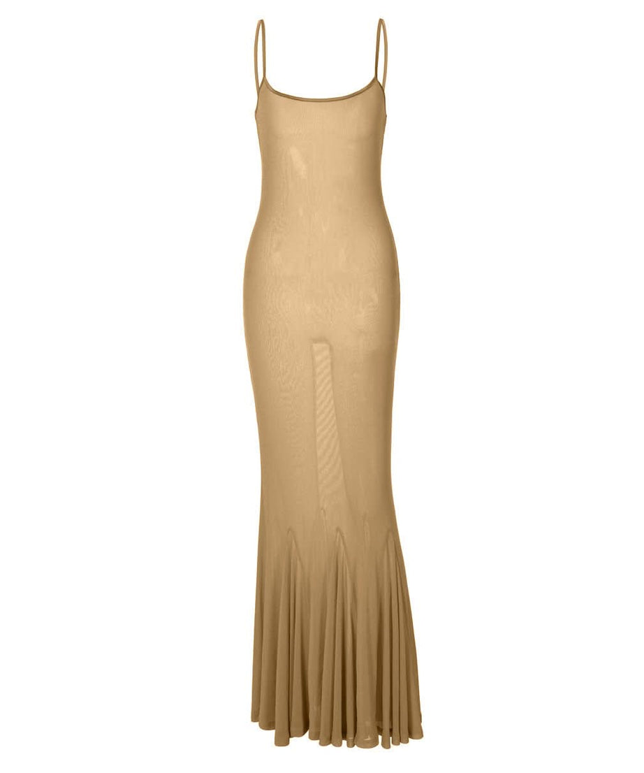 Moonlit Muse Sheer Mesh Maxi Dress | Bodycon Mermaid Gown for Holiday Glam
