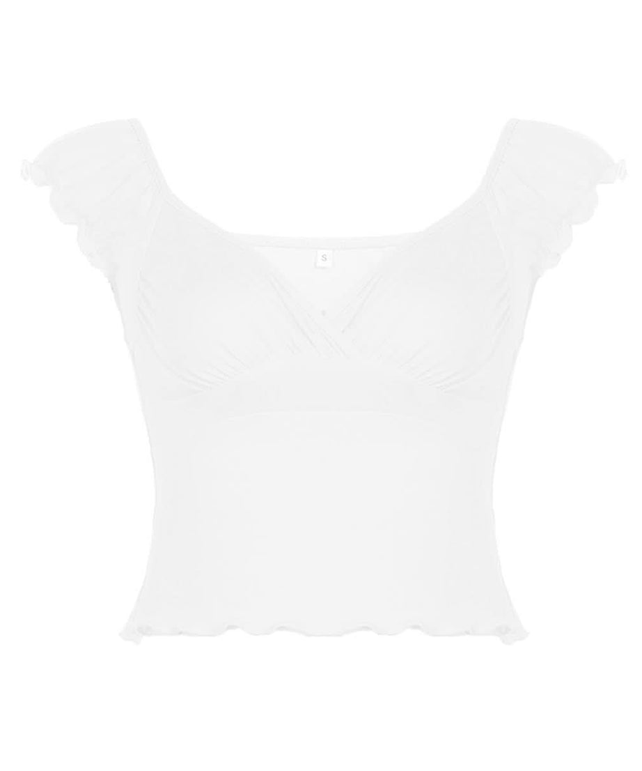 Butter Yellow Ruffle Crop Top | Sweetheart V-Neck Soft Knit for Effortless Fall Style