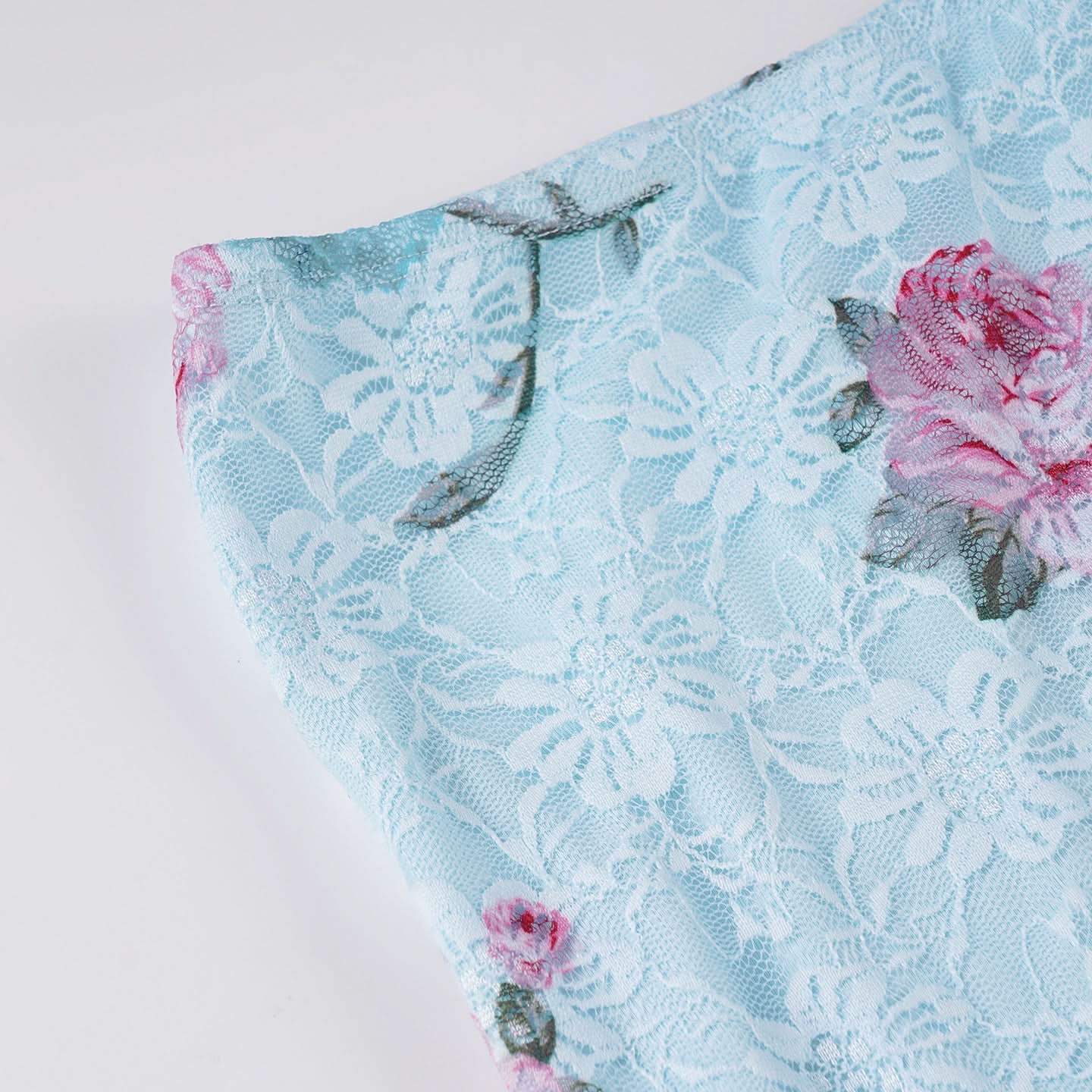 Romantic Autumn Rose Lace Maxi Skirt - Vintage Floral Mermaid Hem