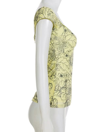 Effortless Fall Blooms Square Neck Cap Sleeve Top