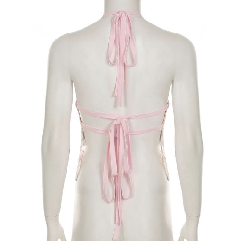 Dazzling Pink Sequin Halter V-Neck Top - Chic Night Out & Fall Event Ready