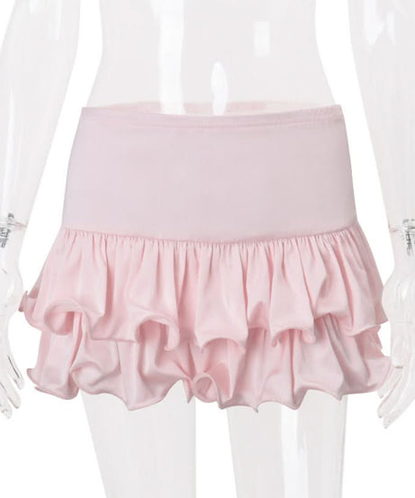 Sweetheart Pink Satin Ruffle Mini Skirt - Flirty Fall & Holiday Party Style