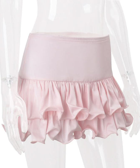 Sweetheart Pink Satin Ruffle Mini Skirt - Flirty Fall & Holiday Party Style