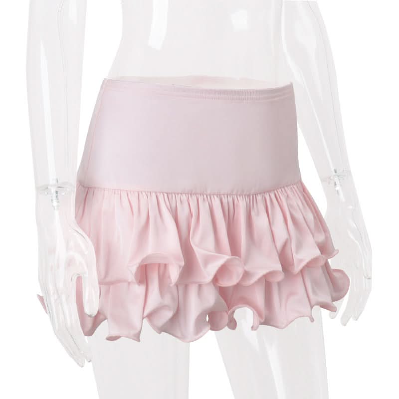 Sweetheart Pink Satin Ruffle Mini Skirt - Flirty Fall & Holiday Party Style