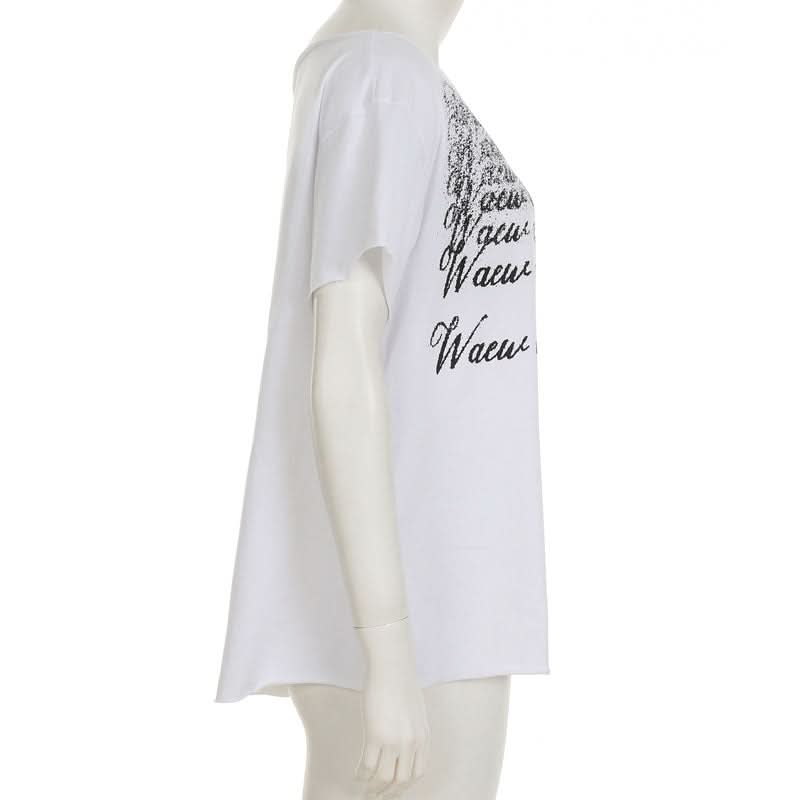 Effortless Edge: Women's Fall One-Shoulder Distressed Graphic Top