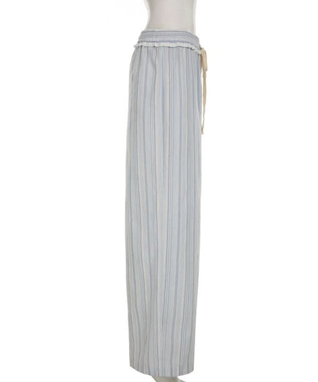 Effortless Striped Ruffle Drawstring Wide Leg Pants | Autumn Comfort & Chic Style