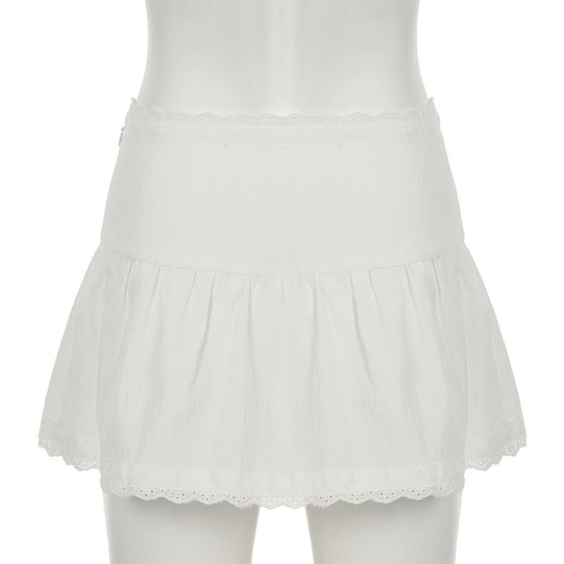 Effortless White Eyelet Mini Skirt - Scalloped Hem & Tie Waist for Resort & Transitional Style