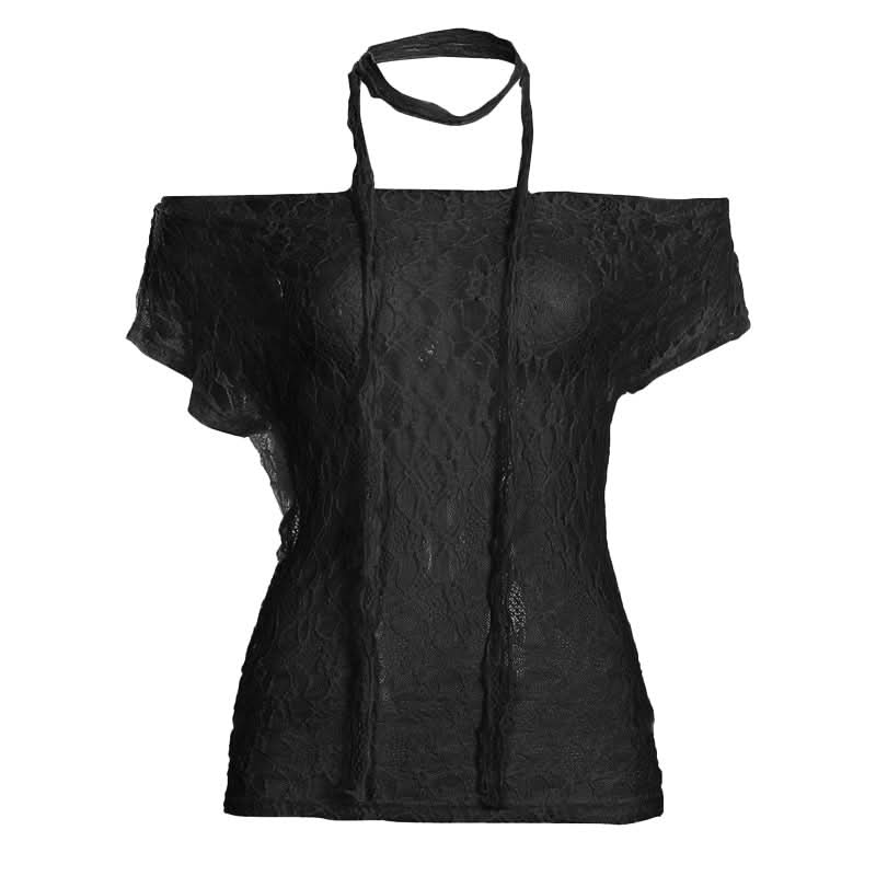 Romantic Lace Off-Shoulder Halter Top - Chic Fall Style & Beyond