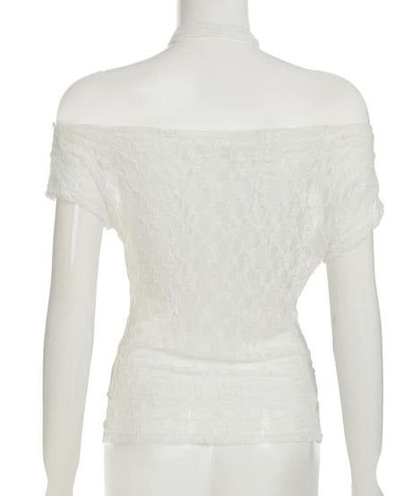Romantic Lace Off-Shoulder Halter Top - Chic Fall Style & Beyond