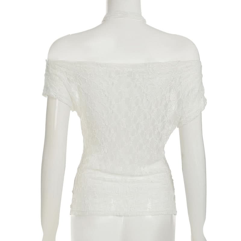 Romantic Lace Off-Shoulder Halter Top - Chic Fall Style & Beyond