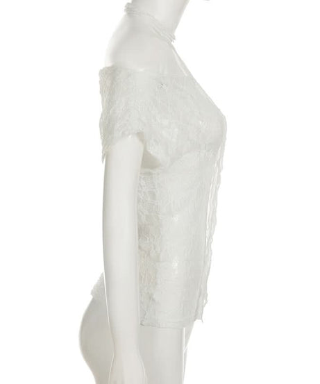 Romantic Lace Off-Shoulder Halter Top - Chic Fall Style & Beyond
