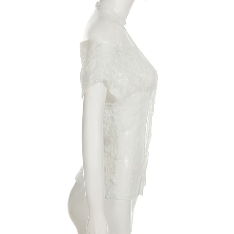 Romantic Lace Off-Shoulder Halter Top - Chic Fall Style & Beyond