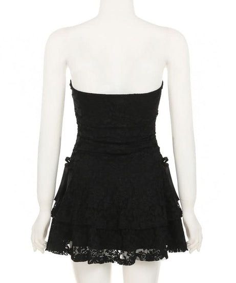 Alluring Black Lace Strapless Mini Dress - Perfect for Fall, Holiday Parties & New Year's Eve