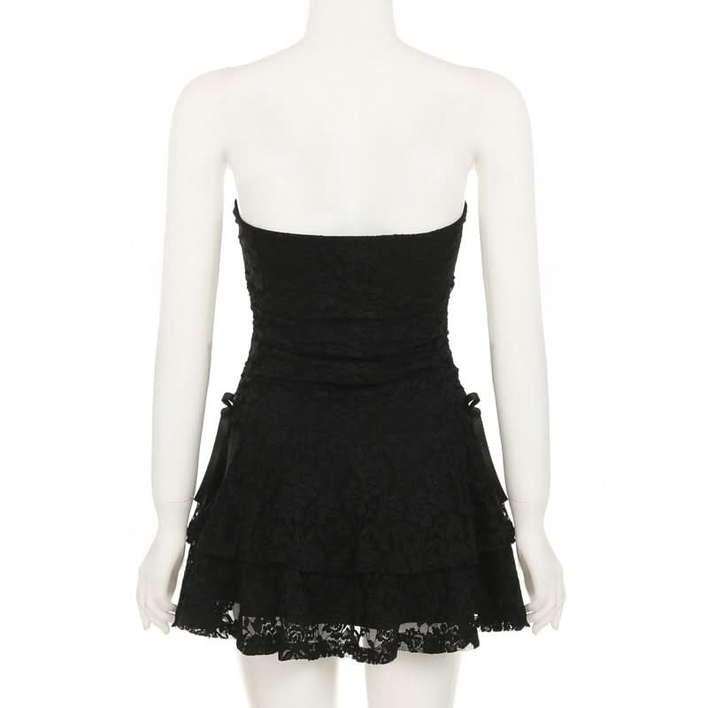 Alluring Black Lace Strapless Mini Dress - Perfect for Fall, Holiday Parties & New Year's Eve