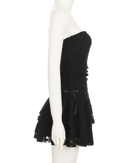 Alluring Black Lace Strapless Mini Dress - Perfect for Fall, Holiday Parties & New Year's Eve