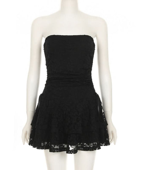 Alluring Black Lace Strapless Mini Dress - Perfect for Fall, Holiday Parties & New Year's Eve